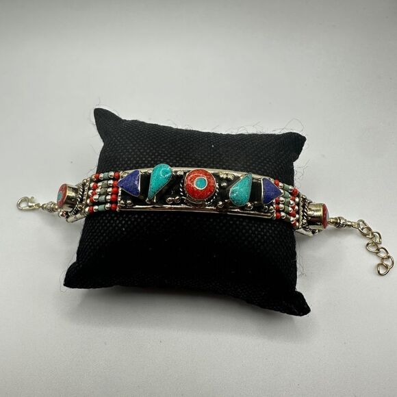 SALE! Amazing southwest style, silver plated and composite stone bracelet! - Picture 13 of 13